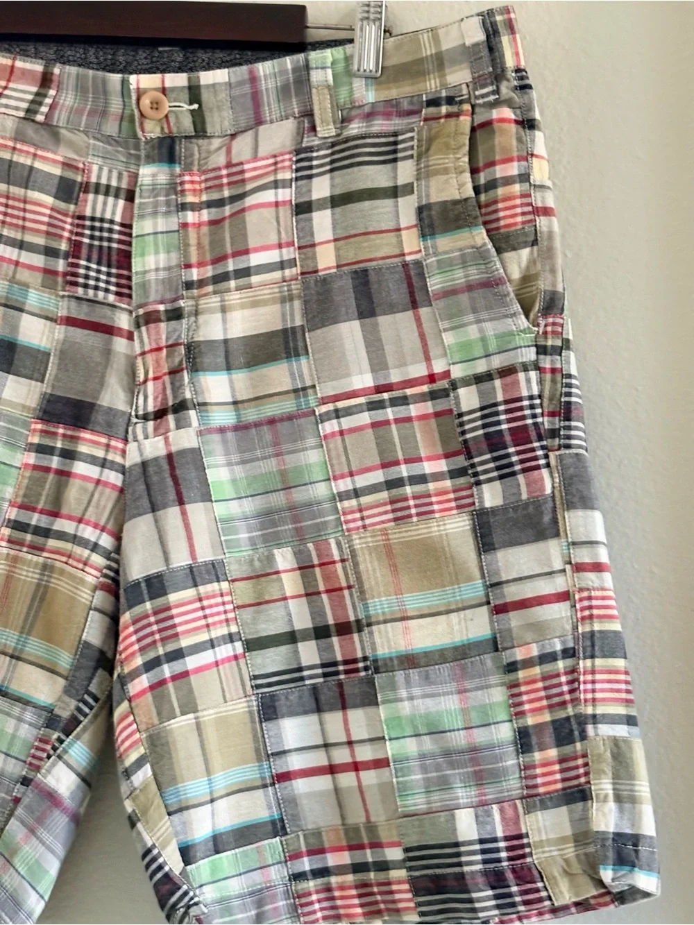 ORVIS Patchwork Madras Plaid Shorts | 100% Cotton | Size 34